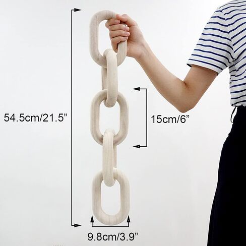 Sivya Decorative Wood Chain Link Decor, Rustic Wood Link Farmhouse Decor for Farmhouse Tiered Tray Farmhouse Wall Décor (Beige, 5 Link) in Saudi Arabia