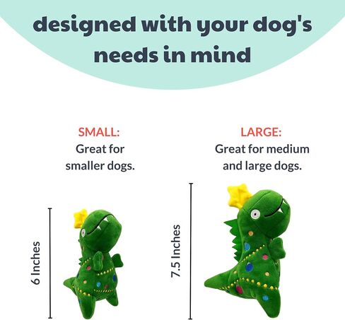 Huxley & Kent for Dogs | Tree Rex Dino (Large) | Christmas Holiday Dog Toy with Squeaker | Funny Dog Toy Gift | Fun, Durable, and Safe | H&K Squeaky Dog in Saudi Arabia