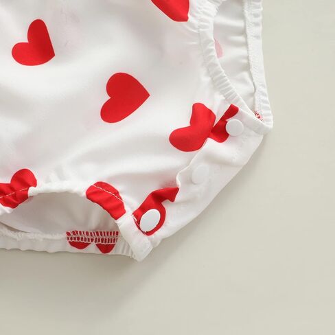 CIYCUIT طفلة عيد الحب الزي كشكش مضلع متماسكة الأعلى القلب طباعة القوس الحمالات السراويل عقال 3 قطعة مجموعة in Kuwait