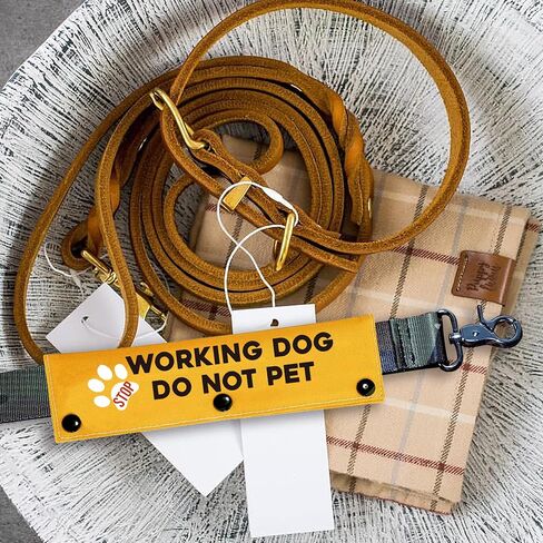 YROVWENQ Do Not Pet Dog Leash Wrap Yellow for Dogs Rope with Message - Hilarious Gift Idea for Pet Birthdays and More (Working Dog Do Not Pet Sleeve) in Kuwait