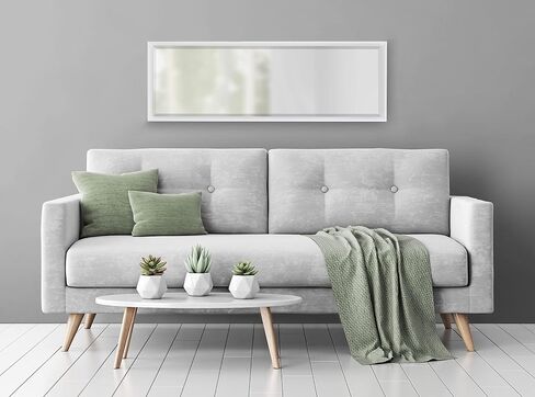 Kate and Laurel Calter Modern Framed Full Length Wall Mirror, 17.5 x 49.5, White, Decorative Rectangular Wall Mounted Full Body Beveled Mirror for Glam Wall Decor in Kuwait