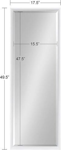 Kate and Laurel Calter Modern Framed Full Length Wall Mirror, 17.5 x 49.5, White, Decorative Rectangular Wall Mounted Full Body Beveled Mirror for Glam Wall Decor in Kuwait