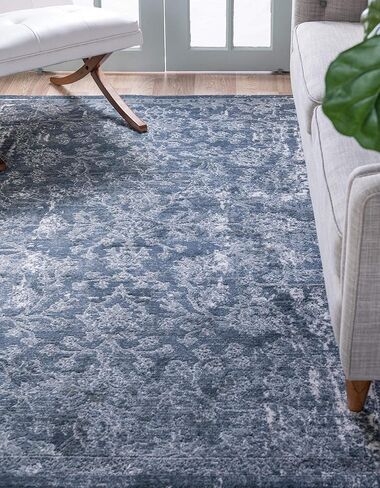 Rugs.com سجادة مجموعة أوريغون - 2' 2 × 3' سجادة زرقاء منخفضة الوبر مثالية لغرف المعيشة وغرف الطعام الكبيرة ومخططات الأرضيات المفتوحة in Kuwait