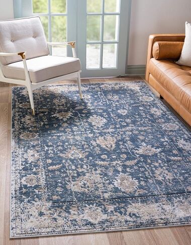 Rugs.com سجادة مجموعة أوريغون - 2' 2 × 3' سجادة زرقاء منخفضة الوبر مثالية لغرف المعيشة وغرف الطعام الكبيرة ومخططات الأرضيات المفتوحة in Kuwait