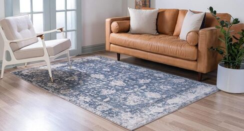 Rugs.com سجادة مجموعة أوريغون - 2' 2 × 3' سجادة زرقاء منخفضة الوبر مثالية لغرف المعيشة وغرف الطعام الكبيرة ومخططات الأرضيات المفتوحة in Kuwait