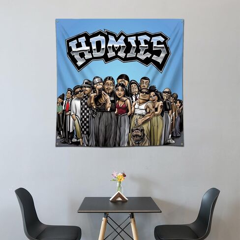 Arbinger The Homies نسيج العلم الجمالي ديكور المنزل 4 * 4ft راية الجدار ملصق فني مغني الراب الجدار الشنق زخرفة الخلفية in Kuwait