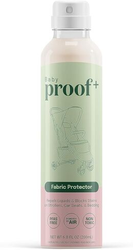 واقي أقمشة الأطفال ProofPlus (6.8 أونصة) - بخاخ سائل وطارد للبقع خالٍ من PFAS - آمن للأطفال الرضع والأطفال الصغار والحيوانات الأليفة - سهل الاستخدام - غير سام - يظهر على SharkTank باسم DetraPel in Kuwait