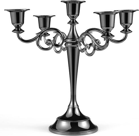 جيه اس اس واي سي جي حامل شموع بتصميم عمود معدني للديكور بارتفاع 10.24 انش بارتفاع 5 اذرع لحفلات الزفاف الذكرى السنوية. تشيرش سيرفيسز. هوليداي بارتيز. شموع ديكور المنزل (اسود) in Kuwait