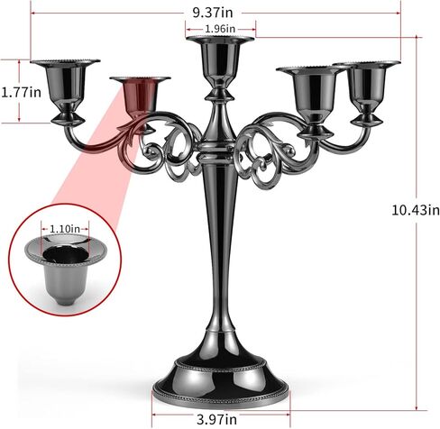 جيه اس اس واي سي جي حامل شموع بتصميم عمود معدني للديكور بارتفاع 10.24 انش بارتفاع 5 اذرع لحفلات الزفاف الذكرى السنوية. تشيرش سيرفيسز. هوليداي بارتيز. شموع ديكور المنزل (اسود) in Kuwait