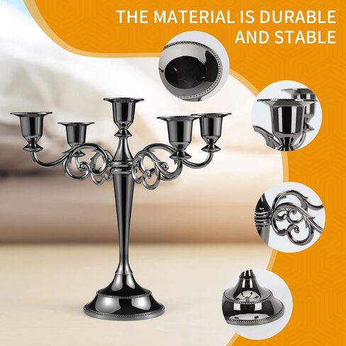 جيه اس اس واي سي جي حامل شموع بتصميم عمود معدني للديكور بارتفاع 10.24 انش بارتفاع 5 اذرع لحفلات الزفاف الذكرى السنوية. تشيرش سيرفيسز. هوليداي بارتيز. شموع ديكور المنزل (اسود) in Kuwait