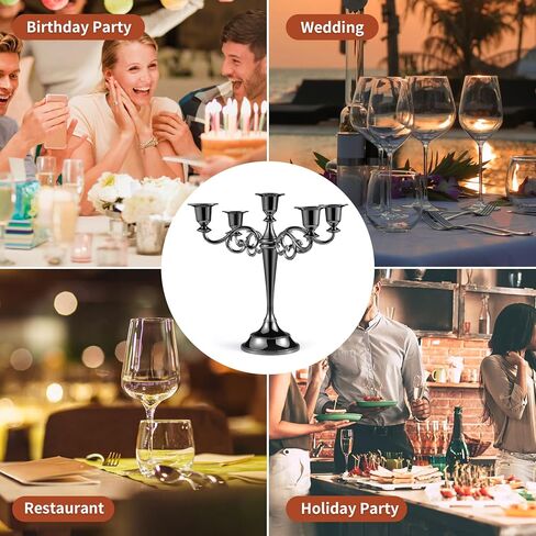 جيه اس اس واي سي جي حامل شموع بتصميم عمود معدني للديكور بارتفاع 10.24 انش بارتفاع 5 اذرع لحفلات الزفاف الذكرى السنوية. تشيرش سيرفيسز. هوليداي بارتيز. شموع ديكور المنزل (اسود) in Kuwait