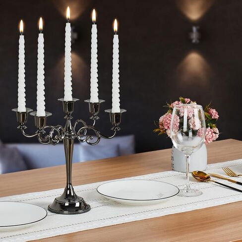 جيه اس اس واي سي جي حامل شموع بتصميم عمود معدني للديكور بارتفاع 10.24 انش بارتفاع 5 اذرع لحفلات الزفاف الذكرى السنوية. تشيرش سيرفيسز. هوليداي بارتيز. شموع ديكور المنزل (اسود) in Kuwait