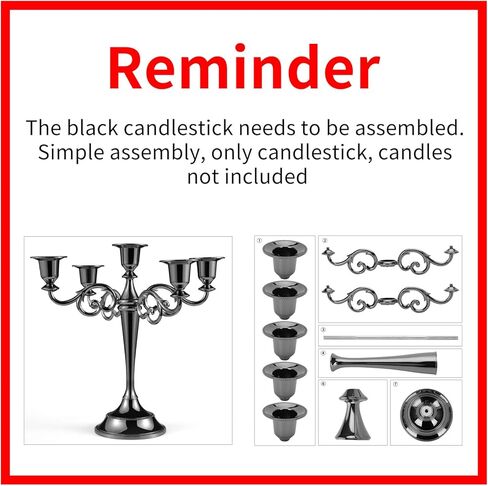 جيه اس اس واي سي جي حامل شموع بتصميم عمود معدني للديكور بارتفاع 10.24 انش بارتفاع 5 اذرع لحفلات الزفاف الذكرى السنوية. تشيرش سيرفيسز. هوليداي بارتيز. شموع ديكور المنزل (اسود) in Kuwait