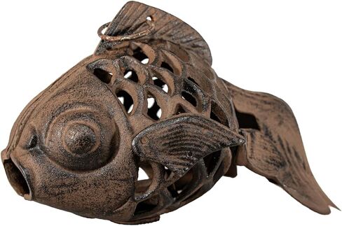 Koi Goldfish Candle Holder مصباح معلق في الهواء الطلق حديد صب in Kuwait