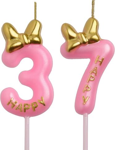 AOOLADA 37th 73rd Birthday Candles, Gold 73 37 Year Old Number Birthday Candles, Birthday Party Decorations Cake Topper Gifts for Men Women in Saudi Arabia