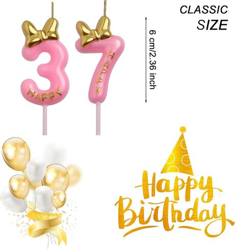AOOLADA 37th 73rd Birthday Candles, Gold 73 37 Year Old Number Birthday Candles, Birthday Party Decorations Cake Topper Gifts for Men Women in Saudi Arabia