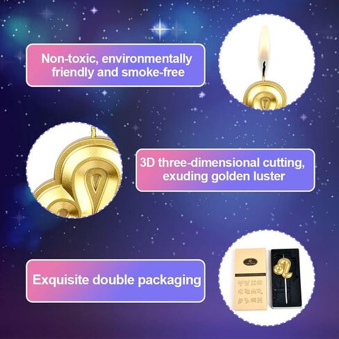 شموع كوكبة AOMIG، شموع كعكة عيد الميلاد، شمعة الحوت، شمعة عيد ميلاد ذهبية لامعة، مناسبة للأطفال والكبار، ديكور حفلات أعياد الميلاد، وحفلات الذكرى السنوية للزفاف، وحفلات التخرج in Kuwait