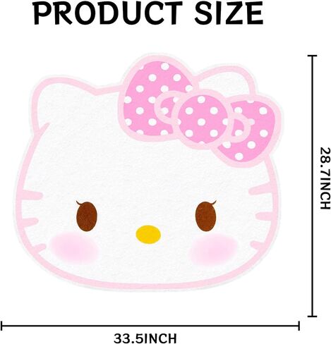 سجادة Kawaii Rugs اللطيفة من Kitty - سجادة منطقة الرسوم المتحركة للأطفال فائقة النعومة ومريحة لغرفة نوم الفتيات أو ديكور غرفة المعيشة in Kuwait