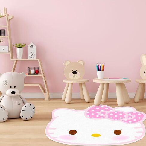 سجادة Kawaii Rugs اللطيفة من Kitty - سجادة منطقة الرسوم المتحركة للأطفال فائقة النعومة ومريحة لغرفة نوم الفتيات أو ديكور غرفة المعيشة in Kuwait