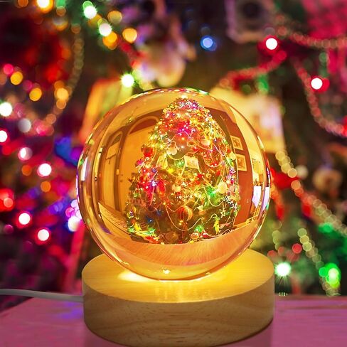 LACGO 4 قطع قواعد إضاءة خشبية مستديرة - حامل عرض LED مقاس 3 بوصات مع قواعد مستديرة مضاءة باللون الأبيض الدافئ للركائز الفنية الزجاجية ثلاثية الأبعاد لغرفة الكرة الكريستالية وديكور المنزل والمقهى in Kuwait