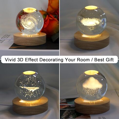 LACGO 4 قطع قواعد إضاءة خشبية مستديرة - حامل عرض LED مقاس 3 بوصات مع قواعد مستديرة مضاءة باللون الأبيض الدافئ للركائز الفنية الزجاجية ثلاثية الأبعاد لغرفة الكرة الكريستالية وديكور المنزل والمقهى in Kuwait