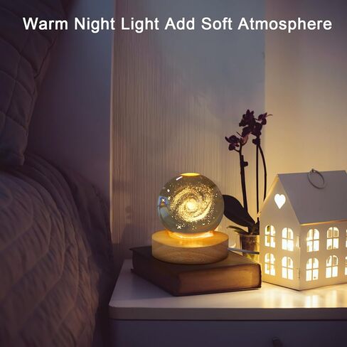 LACGO 4 قطع قواعد إضاءة خشبية مستديرة - حامل عرض LED مقاس 3 بوصات مع قواعد مستديرة مضاءة باللون الأبيض الدافئ للركائز الفنية الزجاجية ثلاثية الأبعاد لغرفة الكرة الكريستالية وديكور المنزل والمقهى in Kuwait