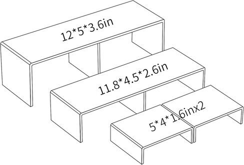 حامل عرض أكريليك HIIMIEI، 6 قطع من رافعات أكريليك كبيرة مقاس 12 بوصة، يتسع إلى 5 بوصات رف عرض مستطيل شفاف لحامل الكب كيك، وعرض المقتنيات، وحامل عرض متدرج (نمط الانحناء) in Kuwait