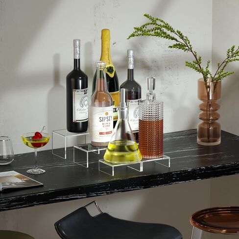 حامل عرض أكريليك HIIMIEI، 6 قطع من رافعات أكريليك كبيرة مقاس 12 بوصة، يتسع إلى 5 بوصات رف عرض مستطيل شفاف لحامل الكب كيك، وعرض المقتنيات، وحامل عرض متدرج (نمط الانحناء) in Kuwait