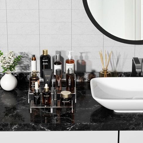 حامل عرض أكريليك HIIMIEI، 6 قطع من رافعات أكريليك كبيرة مقاس 12 بوصة، يتسع إلى 5 بوصات رف عرض مستطيل شفاف لحامل الكب كيك، وعرض المقتنيات، وحامل عرض متدرج (نمط الانحناء) in Kuwait