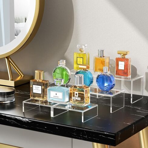 حامل عرض أكريليك HIIMIEI، 6 قطع من رافعات أكريليك كبيرة مقاس 12 بوصة، يتسع إلى 5 بوصات رف عرض مستطيل شفاف لحامل الكب كيك، وعرض المقتنيات، وحامل عرض متدرج (نمط الانحناء) in Kuwait