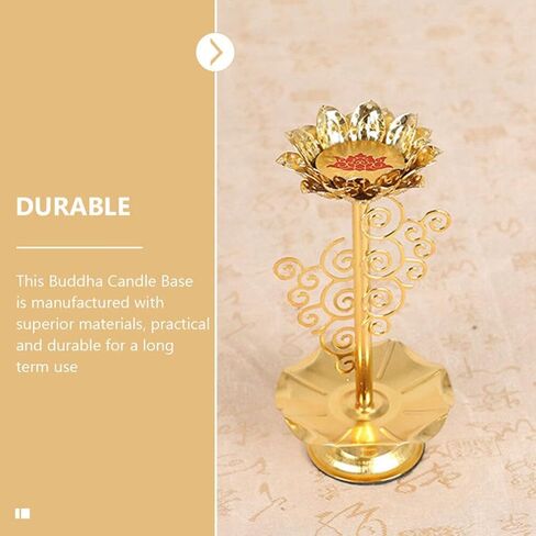 Garneck 2 PCS Tealight Holder Diwali, Buddhist Ghee Candle Holder, Alloy Candlestick with Lotus Base, Lotus Flower Lamp for Prayer/Meditation (M) in Saudi Arabia