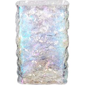 مزهرية زهور بالوان قزحية للديكور، مزهرية عصرية من الزجاج الكريستالي للزهور، مستطيلة، مزهرية مزخرفة مع لمعان ملون، هدية فريدة in Kuwait