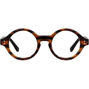 Zeelool Unisex Retro Acetate Round Eyeglasses Frame with Clear Lens Giggs FA0249 in Saudi Arabia