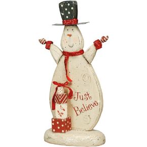 Primitives by Kathy Merry Present Snowman Shelf Sitter, Just Believe
