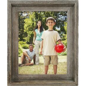 IKEREE 8x10 Rustic Farmhouse Distressed Picture Frame, Weathered Grey, Built-in Easel for Tabletop or Wall Mounting Display… in Kuwait