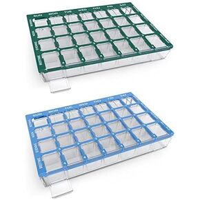 EZY DOSE 2 Pack Pharmadose 7-Day Pill, Medicine, Vitamin Organizer Box Case Weekly, 4 Times a Day, Medium Compartments Clear Lids (2 Pack - Random Colors) in Kuwait