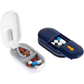 قطاعة حبوب صغيرة 2 في 1 مع شفرة من الستانلس ستيل من ال اس سي اتش لتقسيم الحبوب الصغيرة او الكبيرة (قطعتان، ابيض وازرق) in Kuwait