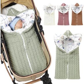 Yanmucy Baby Swaddle Blanket Multifunction Wrap Knitted Sleeping Bag Newborn Baby Receiving Blankets Stroller Wrap for 0-12 Months (Green)