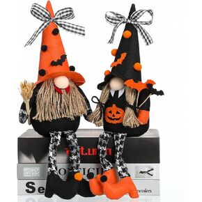Argodaze Halloween Plush Gnomes Decor 2 Pack Handmade Swedish Gnome Ornaments Home Table Tiered Tray Holiday Decorations Gifts in Saudi Arabia