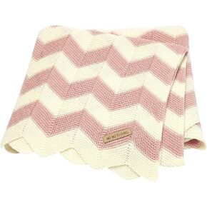 بطانية أطفال من LAWKUL، بطانيات قطنية متماسكة مخططة، بطانية مريحة من الكروشيه لتدفئة اللفة، بطانية أطفال محايدة للأولاد والبنات باللون الأصفر in Kuwait