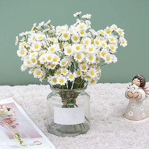 XIZHI 18 حزمة من زهور الأقحوان الاصطناعية 180 رأسًا من باقات الأقحوان البرازيلية المزيفة على الطراز الرعوي لطاولة المنزل والحديقة ونافذة الزفاف والديكور الخارجي الداخلي (أبيض) in Saudi Arabia