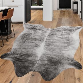 Softlife Faux Cowhide Rug, 2.5x3.6 Feet Cow Hides and Skins Carpet for Living Room Western Rug for Decorating Dorm Room Cute Cow Area Rugs for Home Faux Animal Fur Rug, Grey