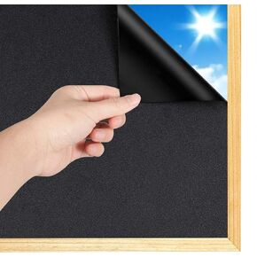 Total Blackout Window Film Removable Privacy Window Static Cling 100% UV Light Sun Blocking Glass Sticker for Kids Room, Black Window Tint Coverings for Day Sleep, Baby Nap Security, 17.7x78.7 inches in Saudi Arabia