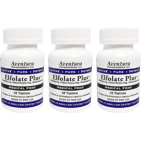 ELFOLATE Plus® 3mg 3 Pack L-Methylfolate Methyl Folate Methylfolate Medical Food Supplement Doctor Recommended Professional Strength Active Pure Potent 30 Tablets in Saudi Arabia