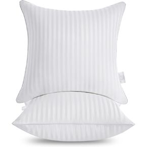 Oubonun Premium Striped Bed Pillows King Size Set of 2, Breathable Cooling Cotton Cover, Soft and Fluffy 3D Down Alternative Microfiber Filled for Side Back and Stomach Sleepers, 20"x36"