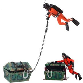 Yunnyp Aquarium Hunter Fish Ornaments,Air Pump Driven Action Treasure Diver Decor in Kuwait