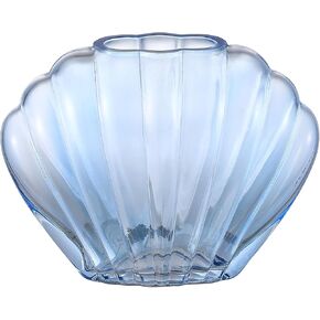 Clear Crystal Vase, Blue Glass Vase, Large Glass Vase, Crystal Vase for Flower, Heavy Duty Glass Vase for Living Room, Bedroom, Dinning Table, Office, Wedding, Centerpieces, 11 Inches