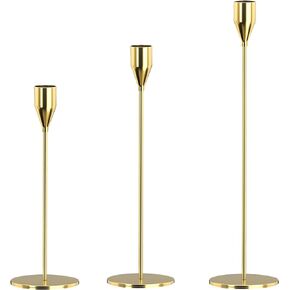 The Best Organized Set of 3 Gold Candlestick Holders Candle Holder Taper Decorative for Home Decor, Wedding, Dinning, Party, Anniversary (Gold), Golden, (Can_4)