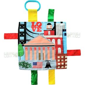 Baby Jack & Co 8x8" Learning Lovey Philadelphia Pennsylvania Tag Toys for Babies - Baby Crinkle Toys - Soft & Safe - Learn USA Cities and Shapes - Ideal Baby Toy & Gift BPA Free w/ Stroller Clip in Kuwait