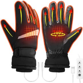 USB Heated Gloves for Men Women, Electric Heated Gloves Ski Gloves Motorcycle Gloves Hand Warmer Temperature Adjustable Windproof Waterproof Laptop Gloves for Camping Fishing Hiking (XL-Black) in Kuwait